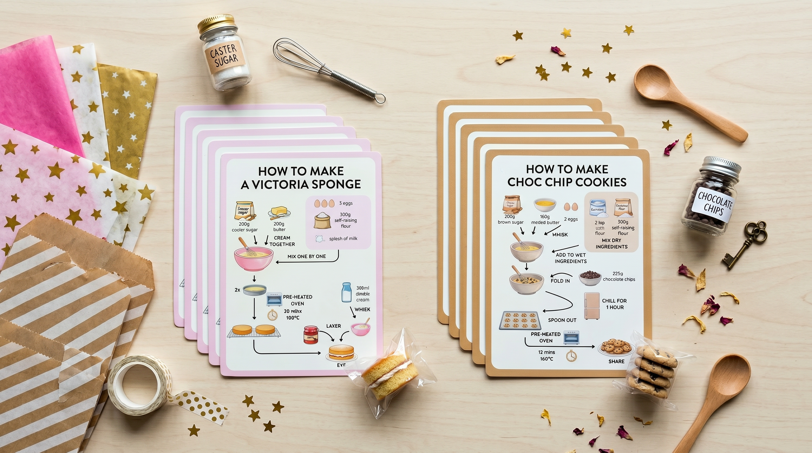 Party Bag Filler: Cookies and Cake wipe-clean visual recipe cards for kids
