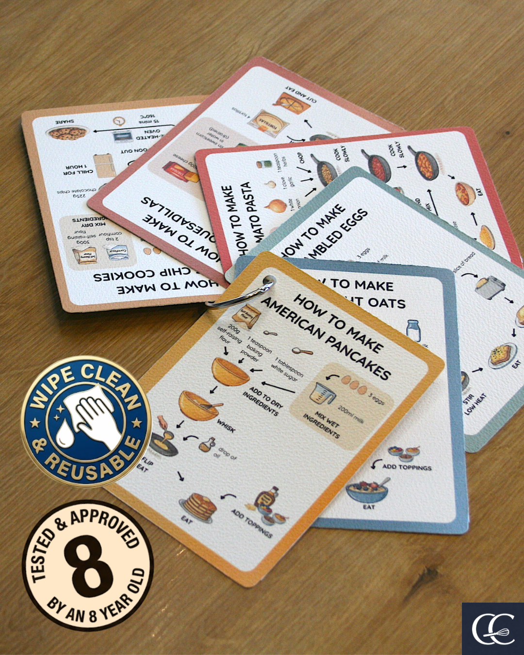Starter Set wipe-clean visual recipe cards for kids